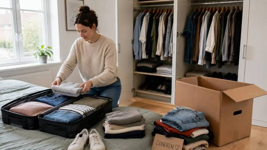 Kleding verhuizen door de garderobe te sorteren en praktisch in te pakken