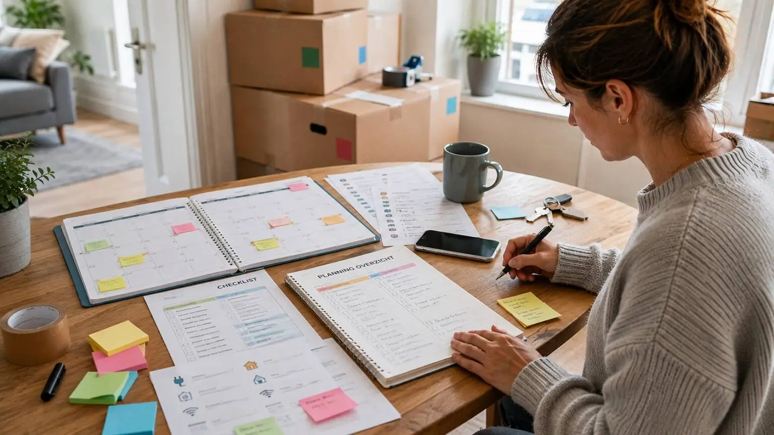 Verhuizen checklist voor het plannen van taken voor de verhuisdag